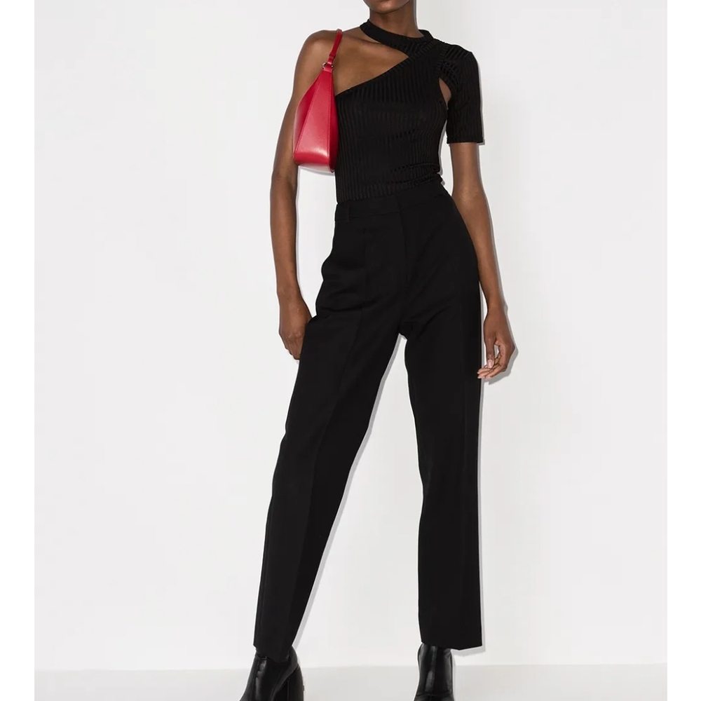 RtA Black Asymmetric One-Shoulder T-Shirt